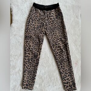 Leopard Print Leggings with Black Waistband